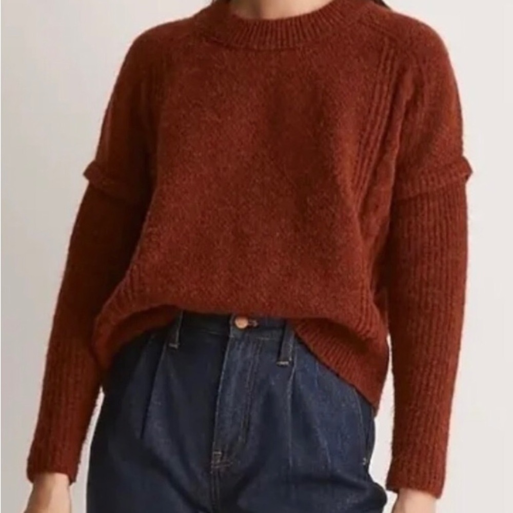 Madewell N.W.T. Size XL Heather Auburn Brown Elegant Rust Crew Neck Knit Sweater